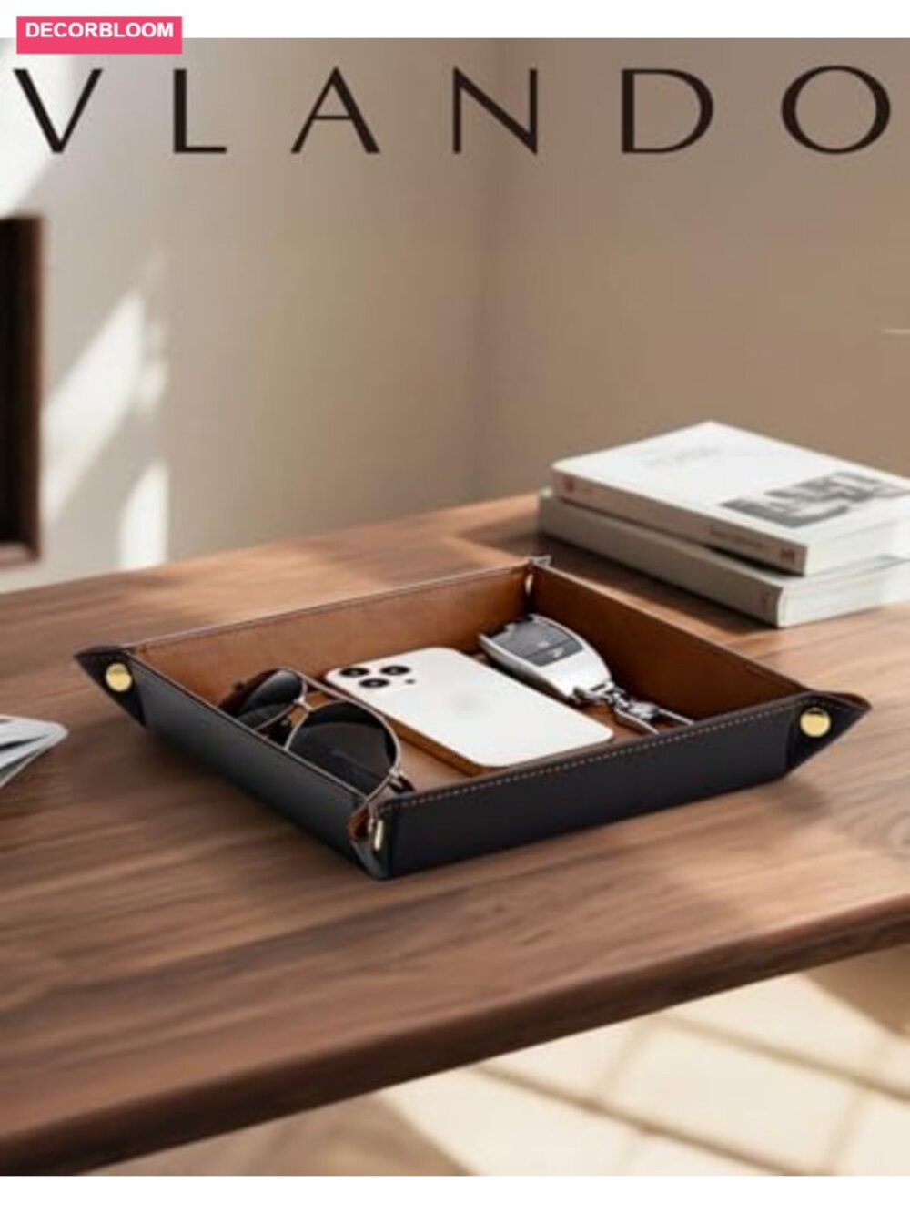 Foldable PU Leather Valet Tray Catchall Organizer Travel - Picture 2 of 6